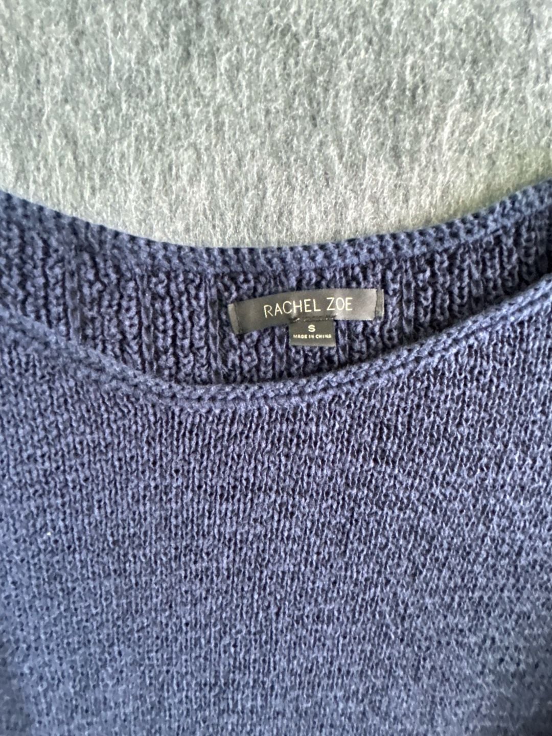 Rachel Zoe Sweater Size S Blue Cotton Blend Long Sleeve Knit 6