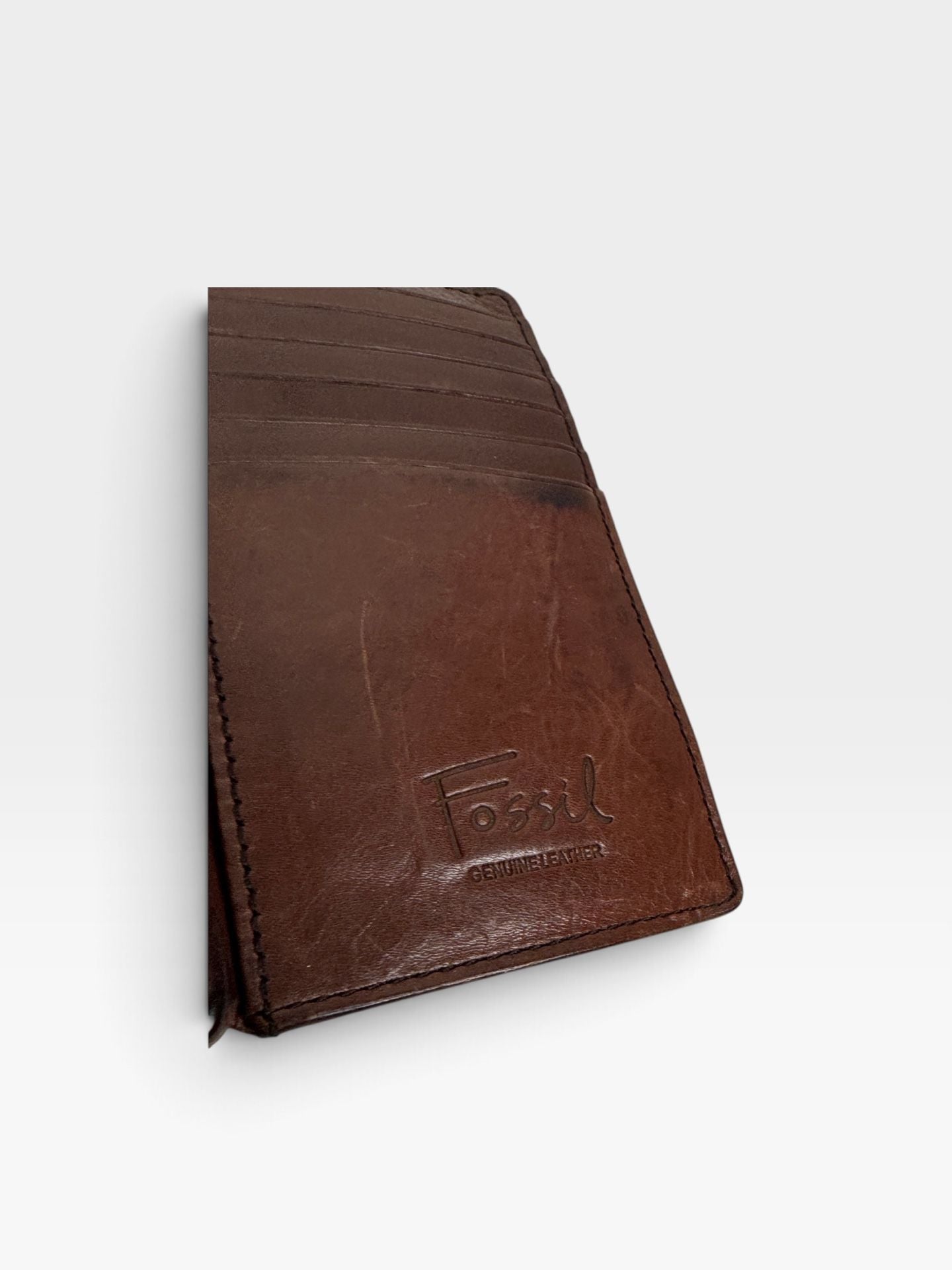 Fossil Multicolor Striped Canvas Trifold Wallet With Brown Leather 6