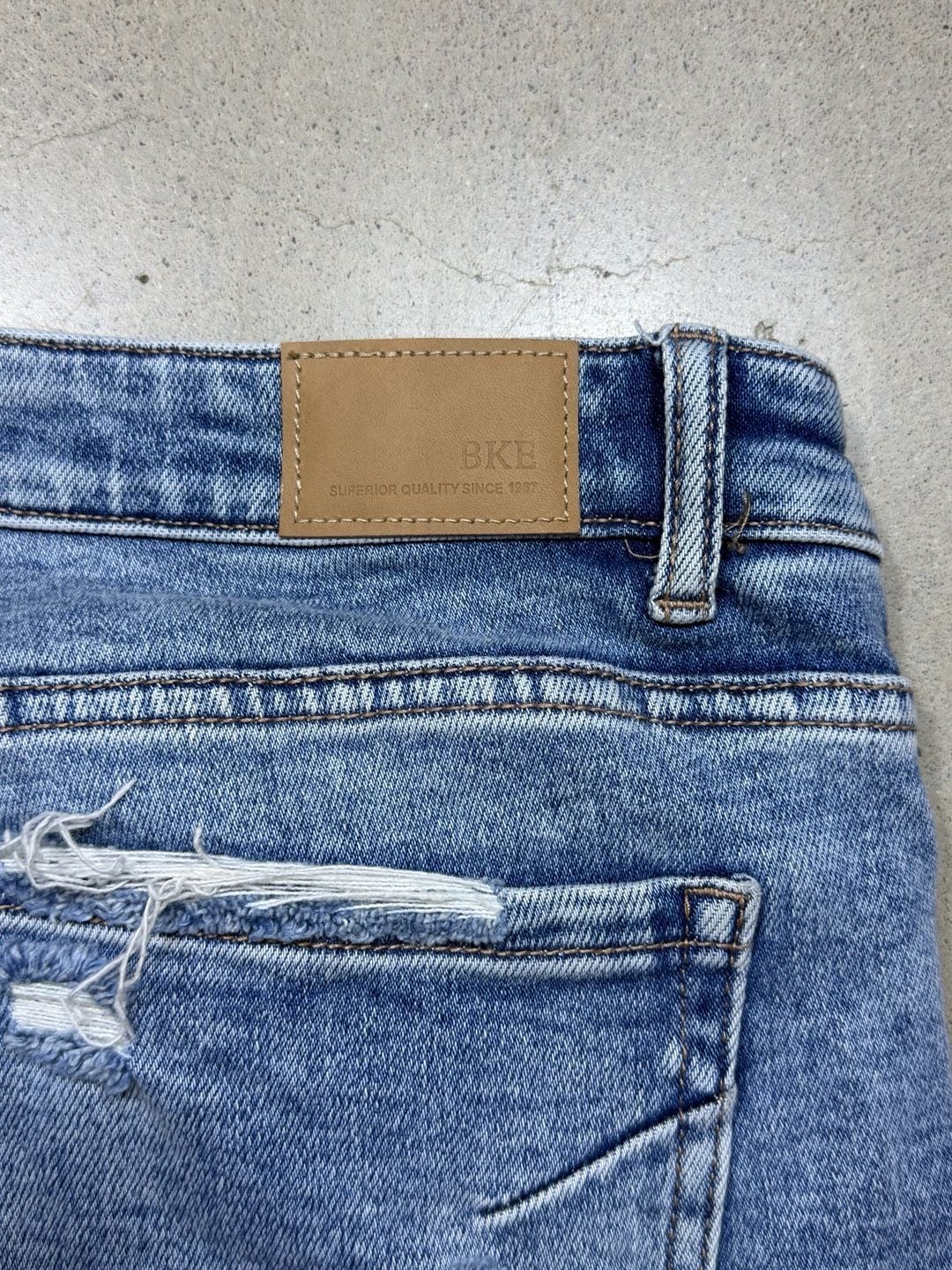 Bke Payton Bootcut Jeans Size 36x35 Blue Distressed Denim 10