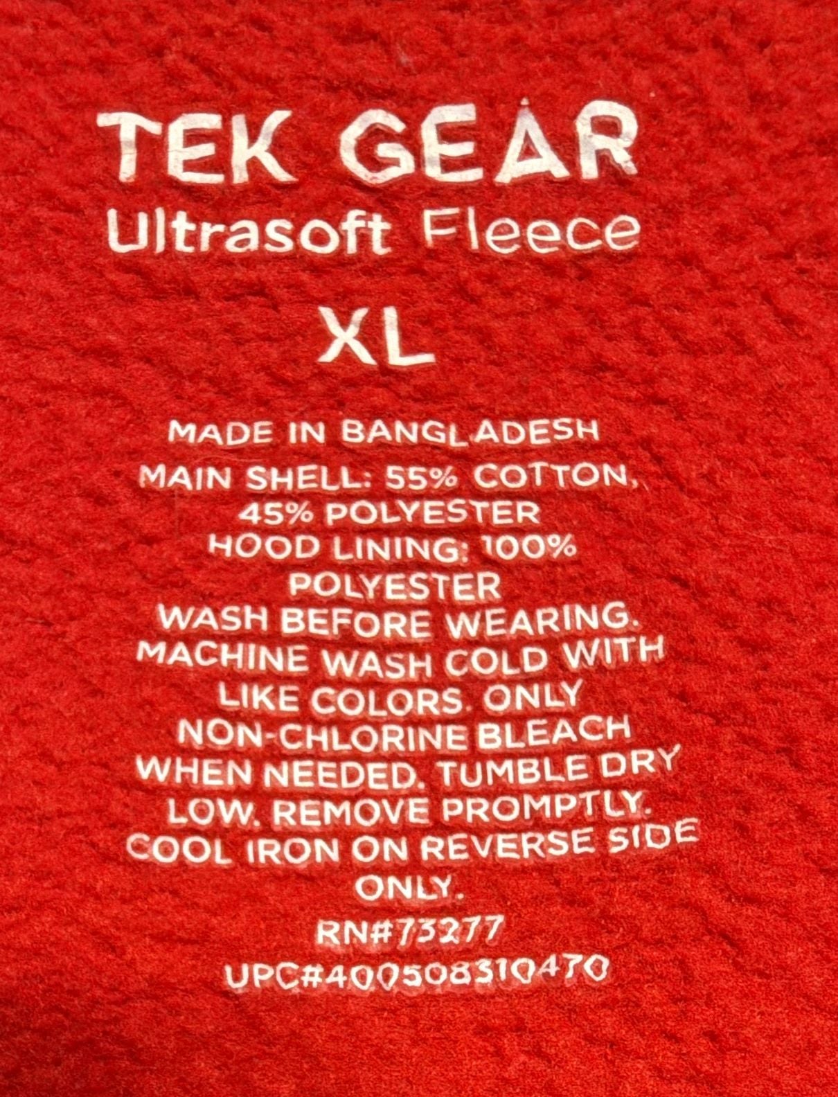 Tek Gear Ultrasoft Fleece Hoodie Youth Size XL Red Graphic Run Pullover 3