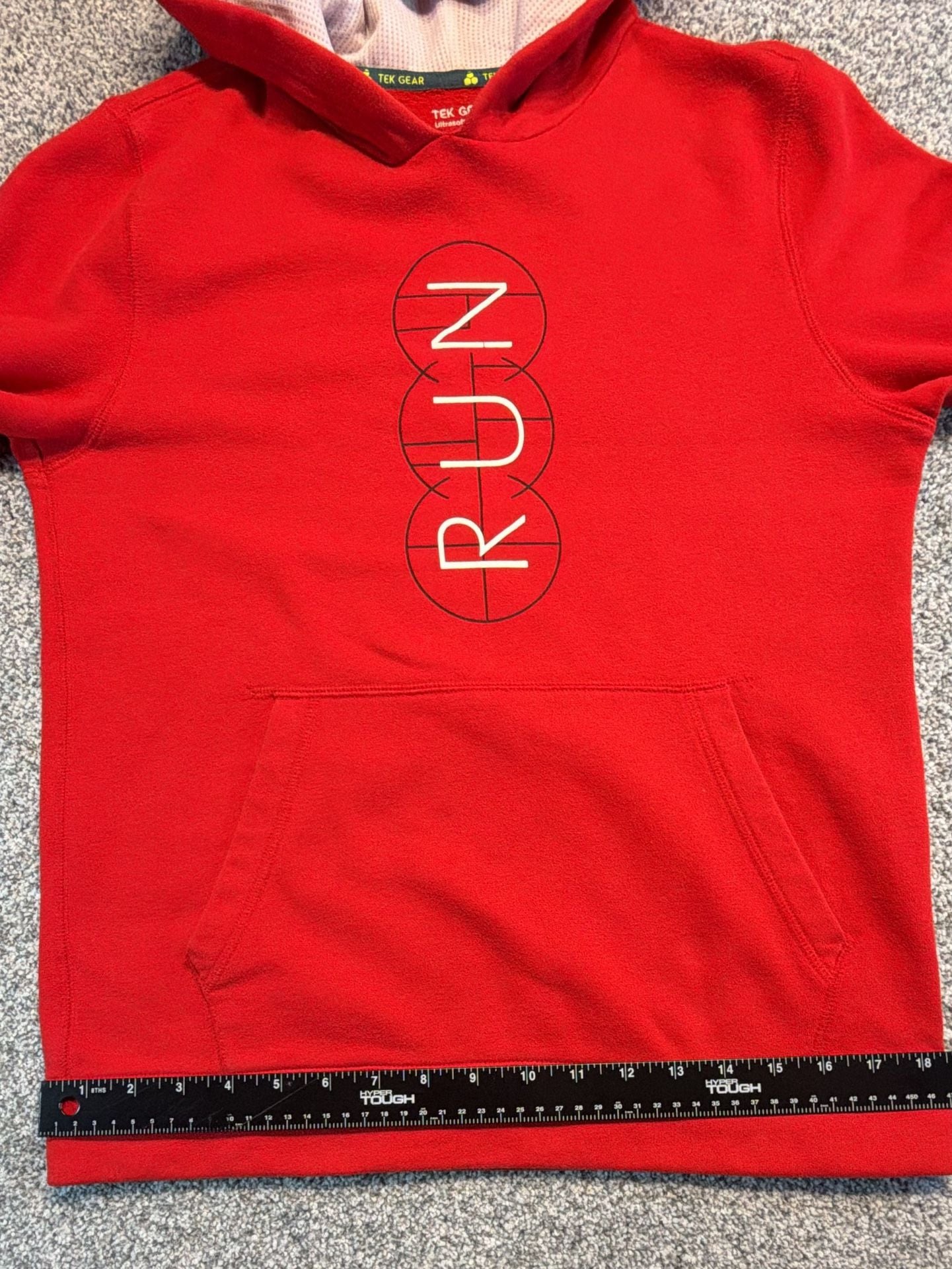 Tek Gear Ultrasoft Fleece Hoodie Youth Size XL Red Graphic Run Pullover 5