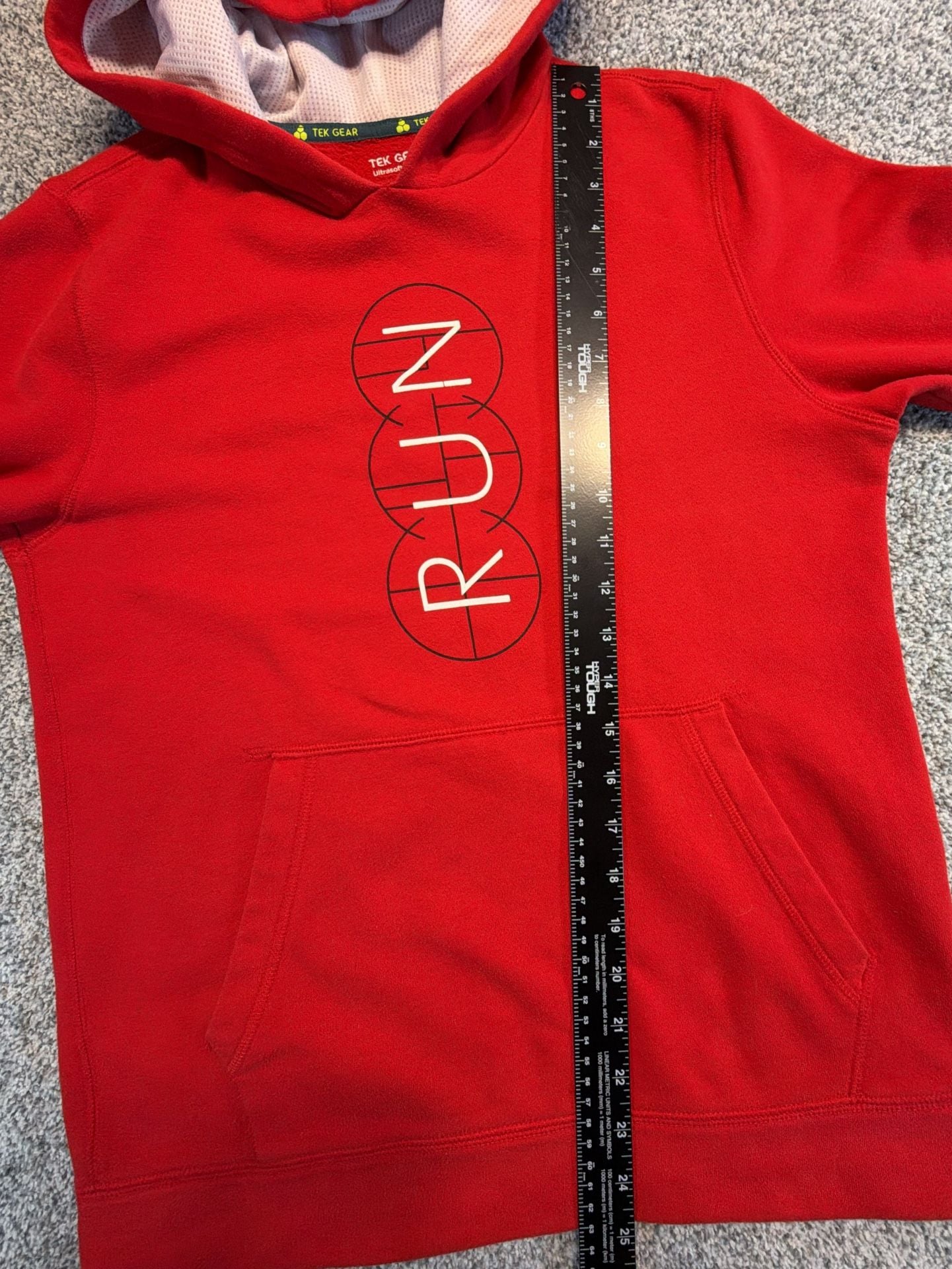 Tek Gear Ultrasoft Fleece Hoodie Youth Size XL Red Graphic Run Pullover 6