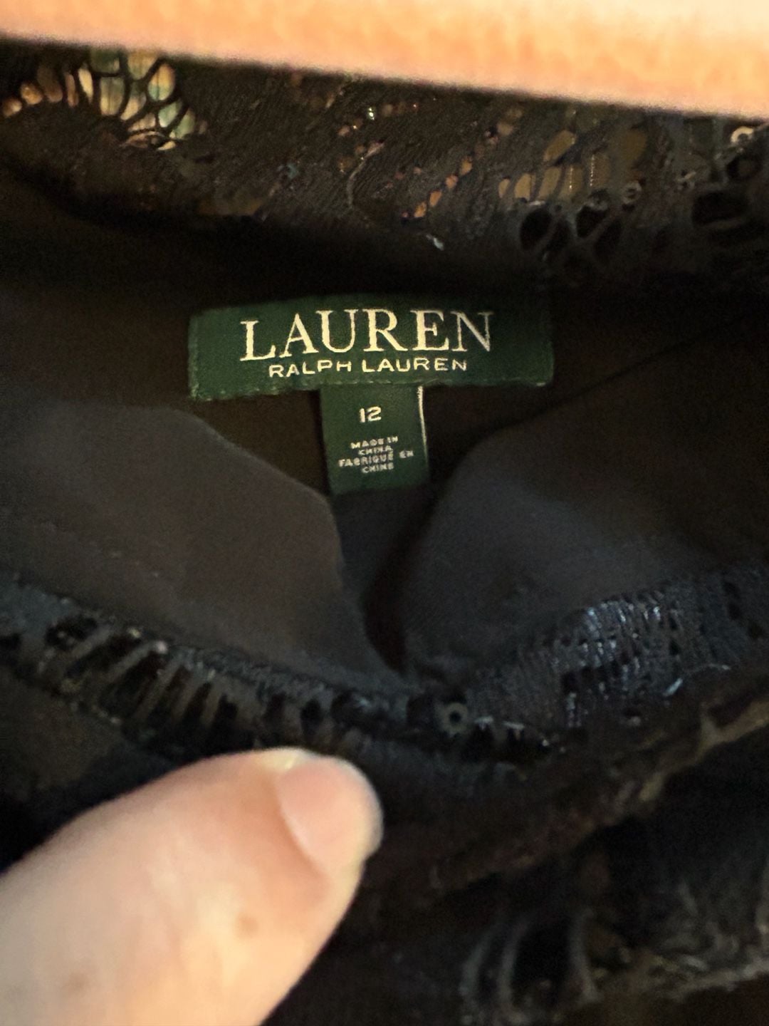 Lauren Ralph Lauren Black Lace Trim Dress 8