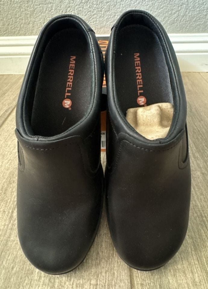 Merrell Encore Q2 Slide Ltr Size 36 Black Leather Clogs 2