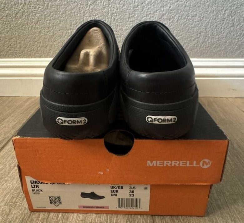 Merrell Encore Q2 Slide Ltr Size 36 Black Leather Clogs 4