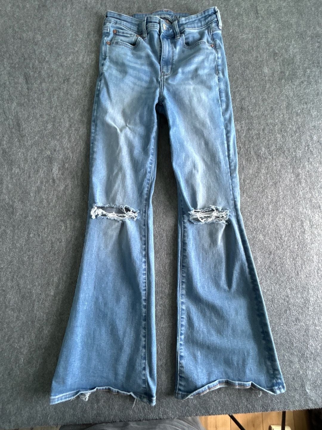 American Eagle Super High Rise Flare Denim Jean Size 6 Regular 3