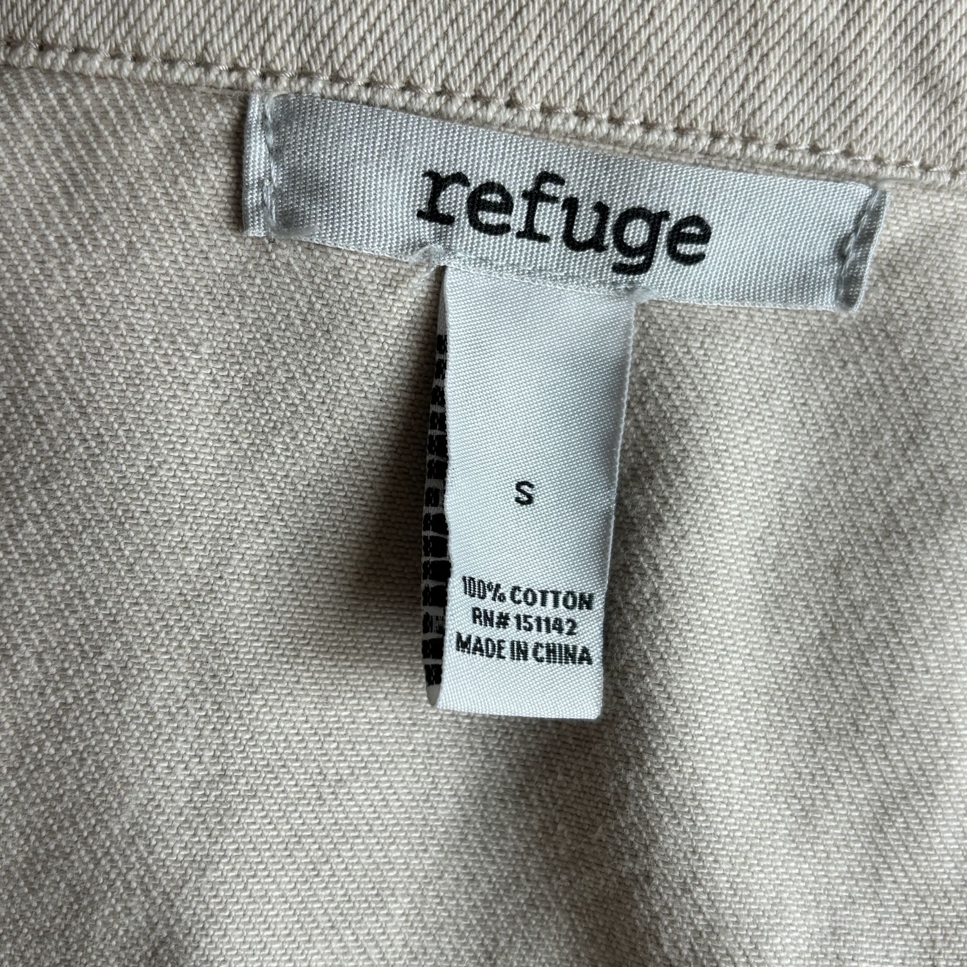 Refuge Denim Jacket Cream Cotton Cropped Raw Hem Y2K Retro Size Small 7