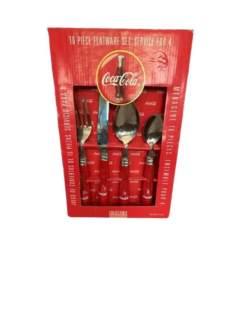 Coca-Cola Contour Bottle 16 Pc. Flatware Set Red Stainless Steel 1