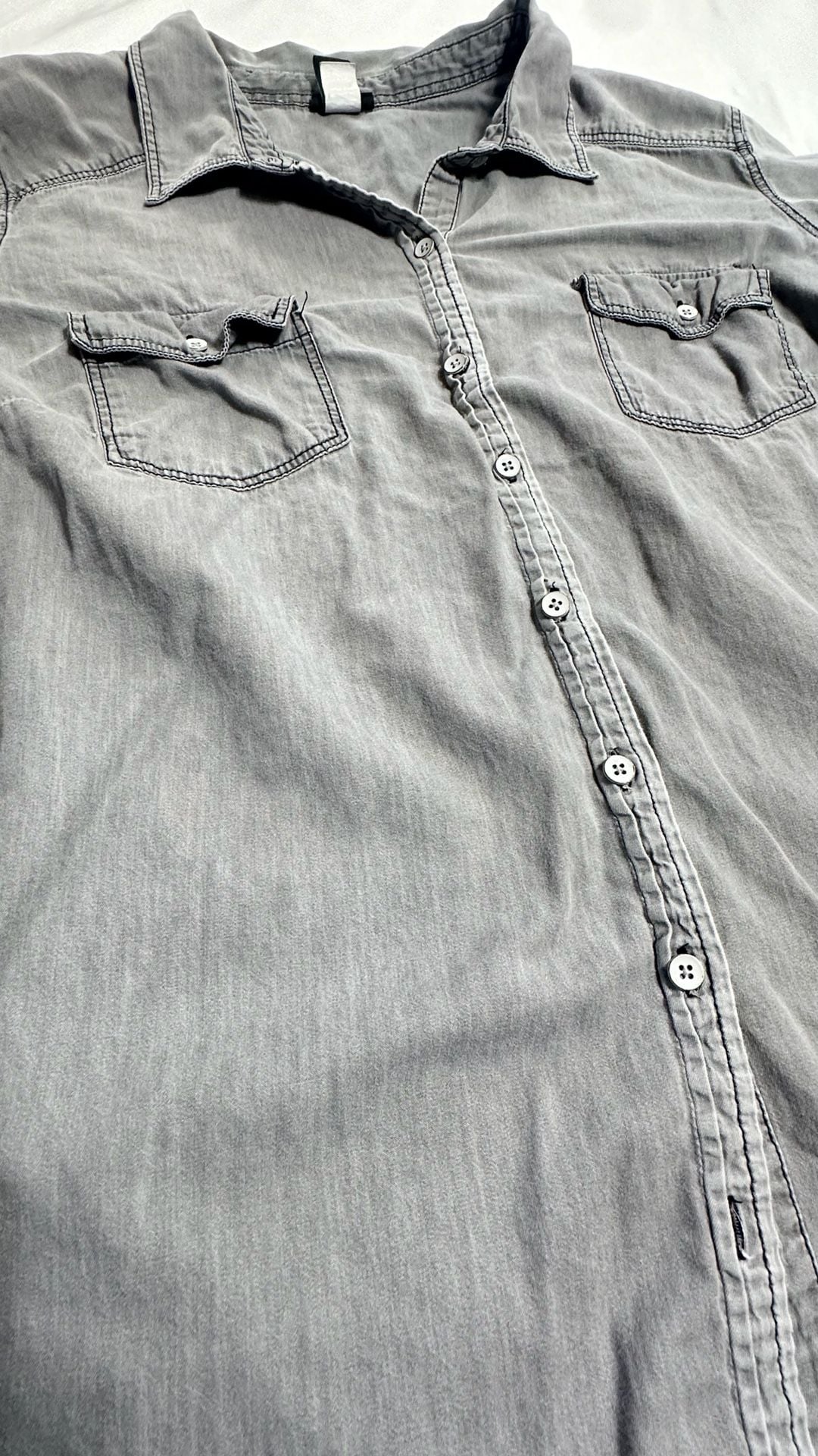 Torrid Denim Button-Up Shirt Size 3 Gray Long Sleeve 3
