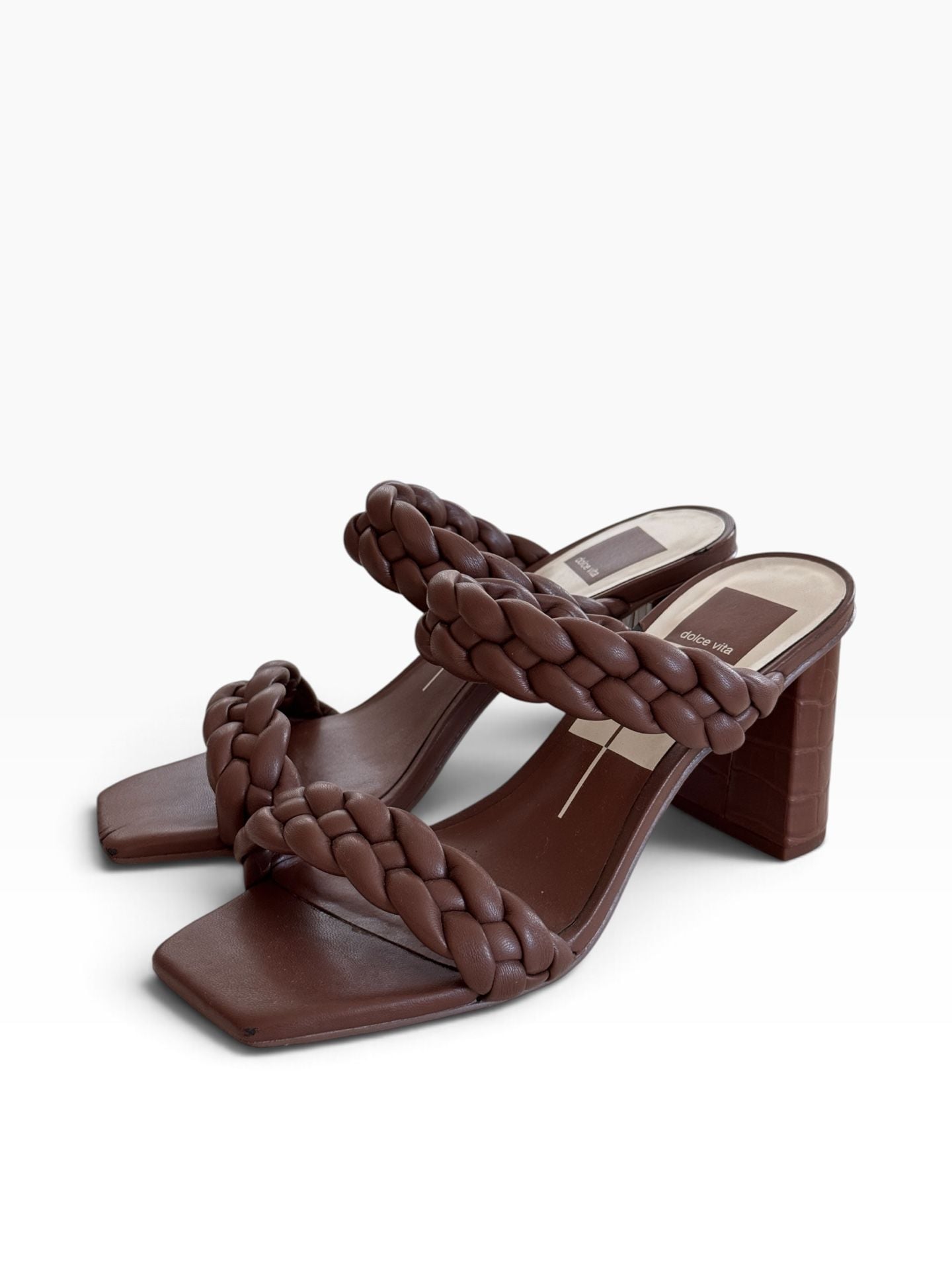 Dolce Vita Braided Block Heel Sandal Brown 2