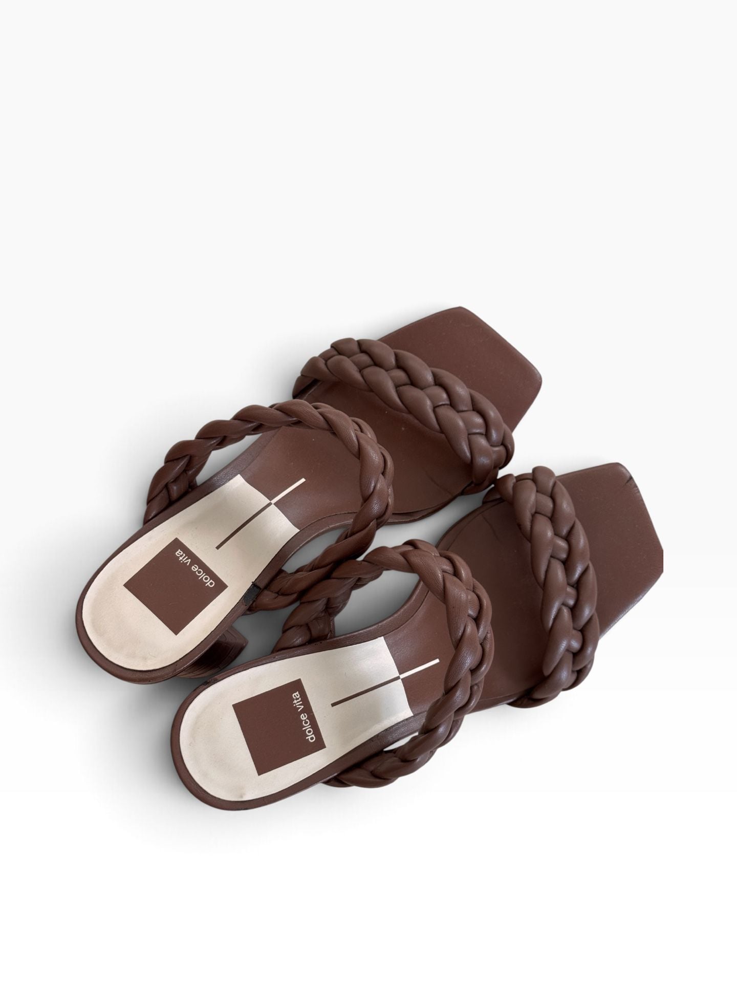 Dolce Vita Braided Block Heel Sandal Brown 5