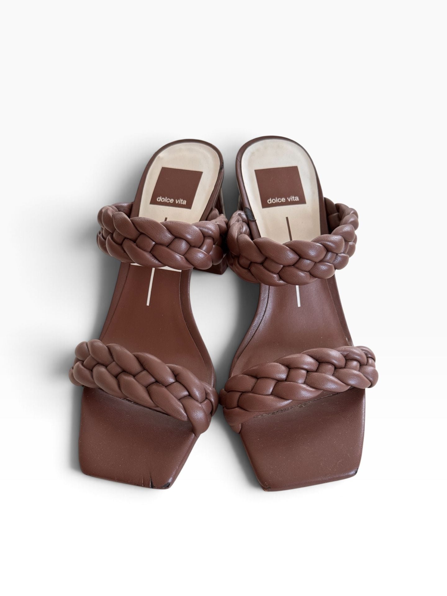 Dolce Vita Braided Block Heel Sandal Brown 6