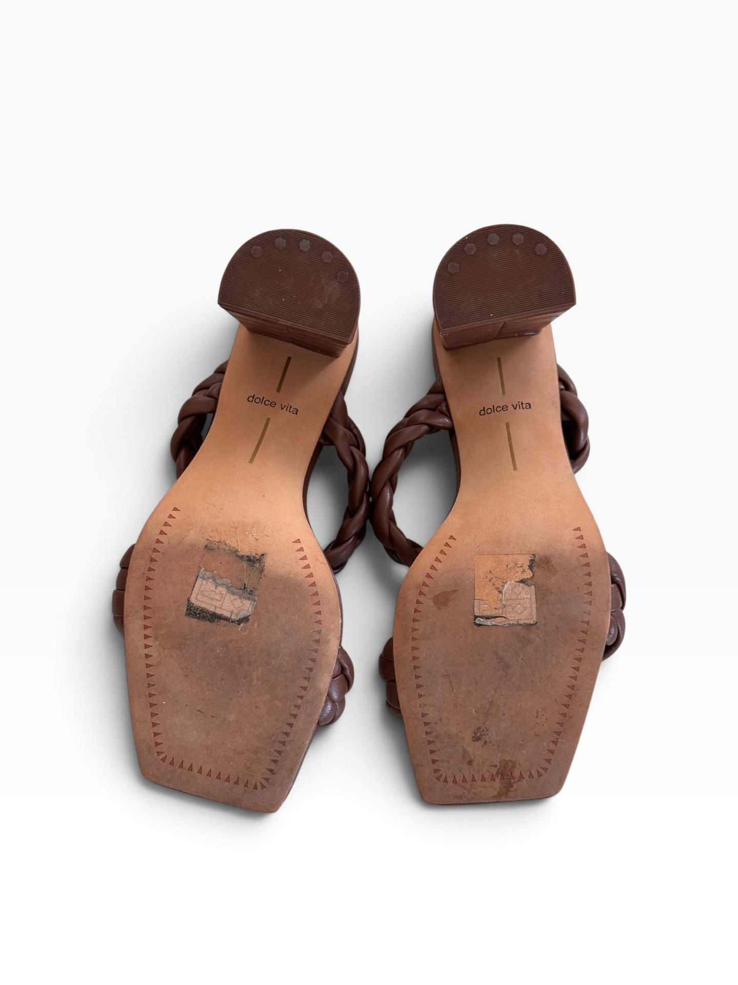 Dolce Vita Braided Block Heel Sandal Brown 7