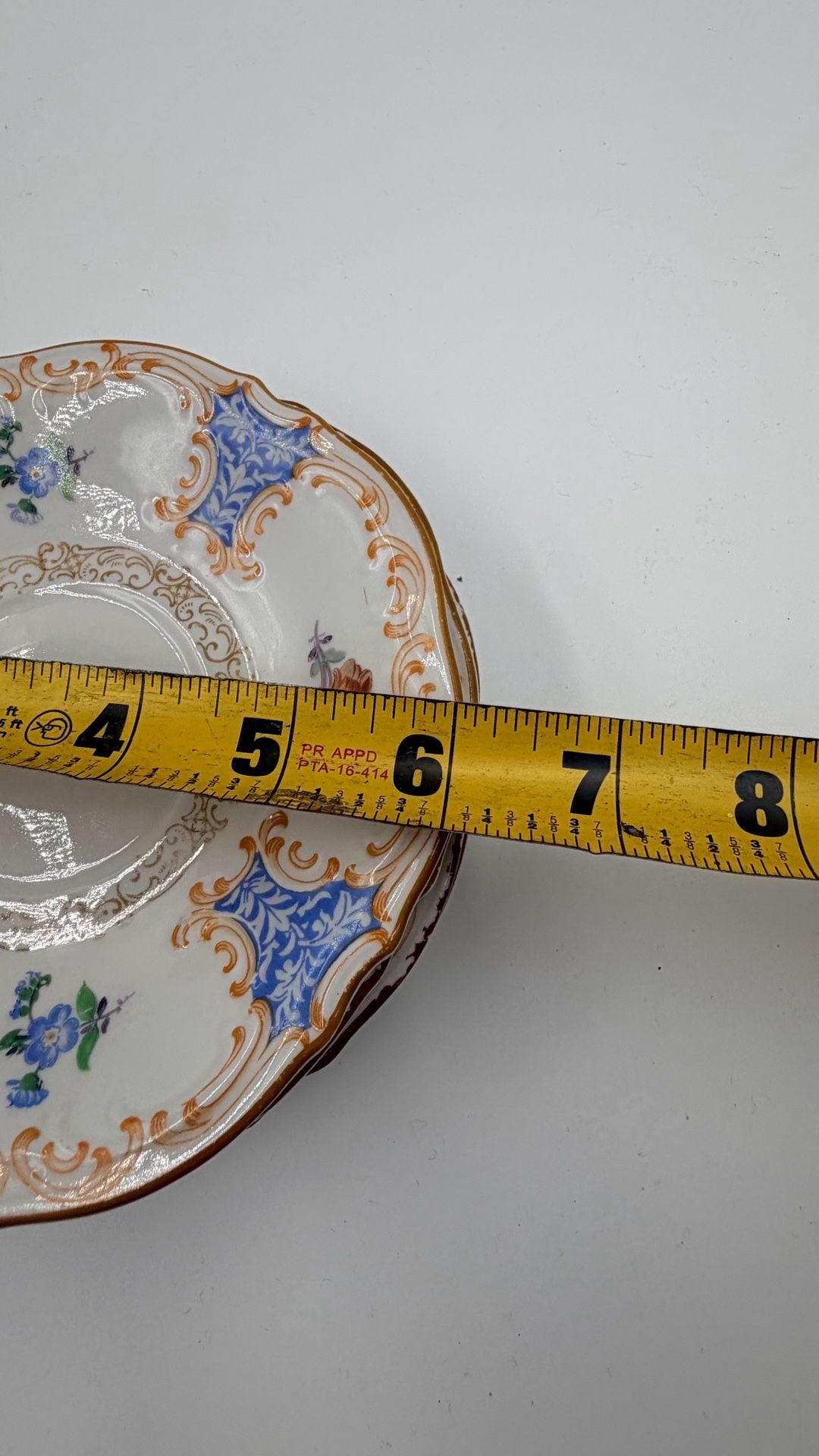Schumann Bavaria US Zone 6 Inch Saucer Floral Blue Gold Trim Set of 4 4