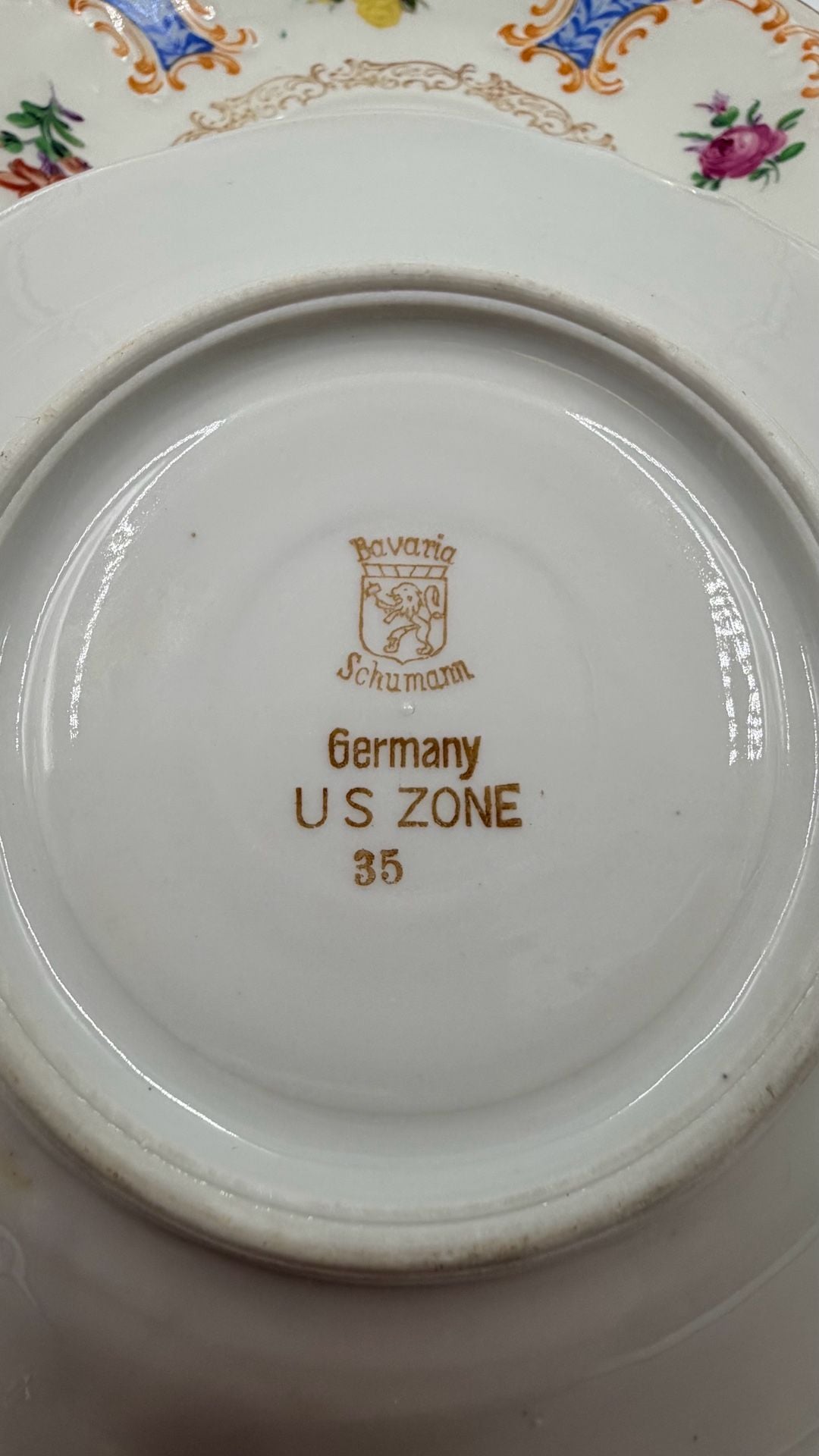 Schumann Bavaria US Zone 6 Inch Saucer Floral Blue Gold Trim Set of 4 5