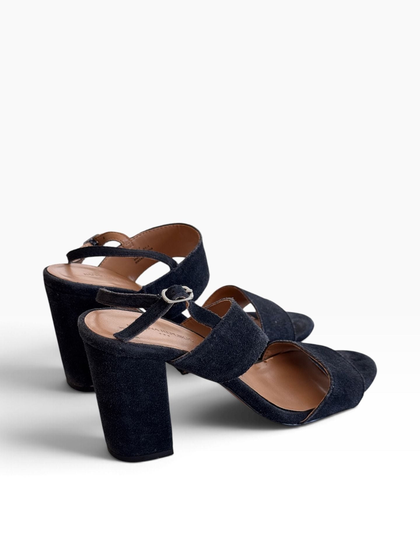Banana Republic Block Heel Sandals Size 7 Black Suede Ankle Strap 4