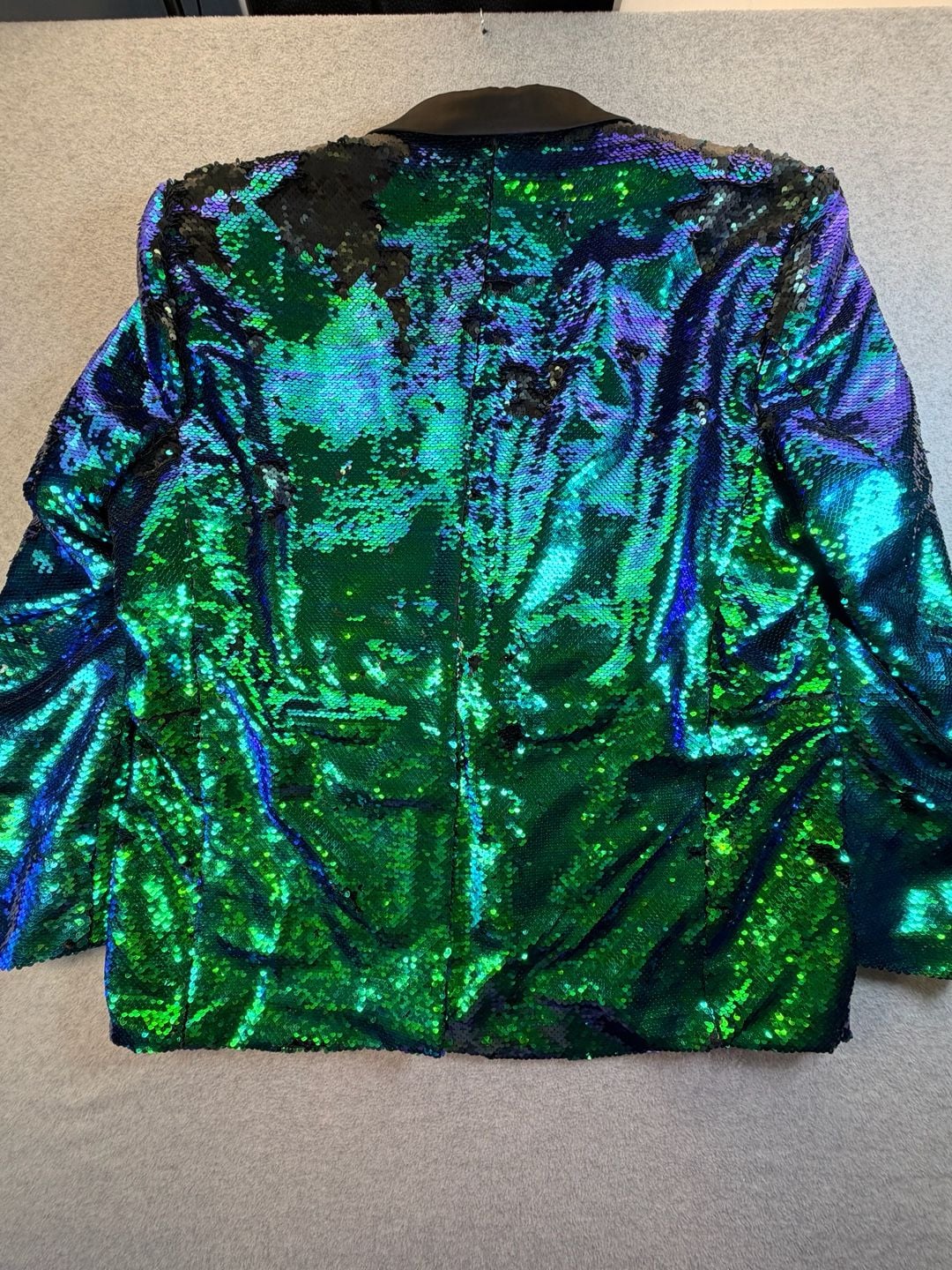 COOFANDY Sequin Blazer Tuxedo Jacket Green Blue Size XL 8