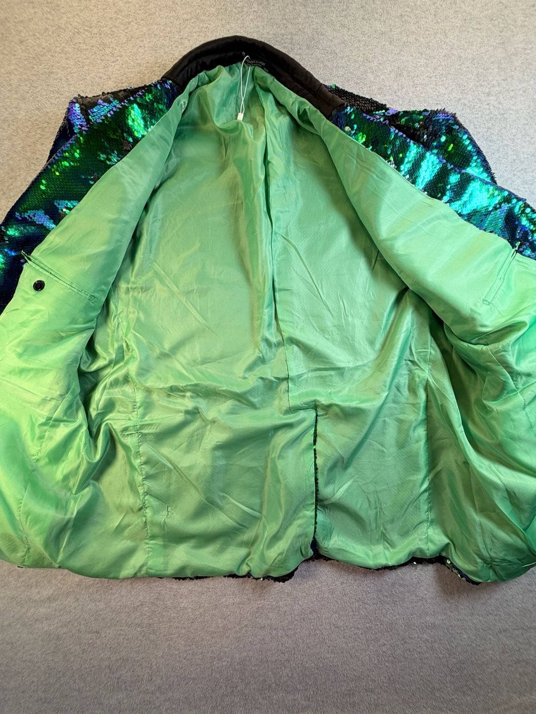 COOFANDY Sequin Blazer Tuxedo Jacket Green Blue Size XL 11