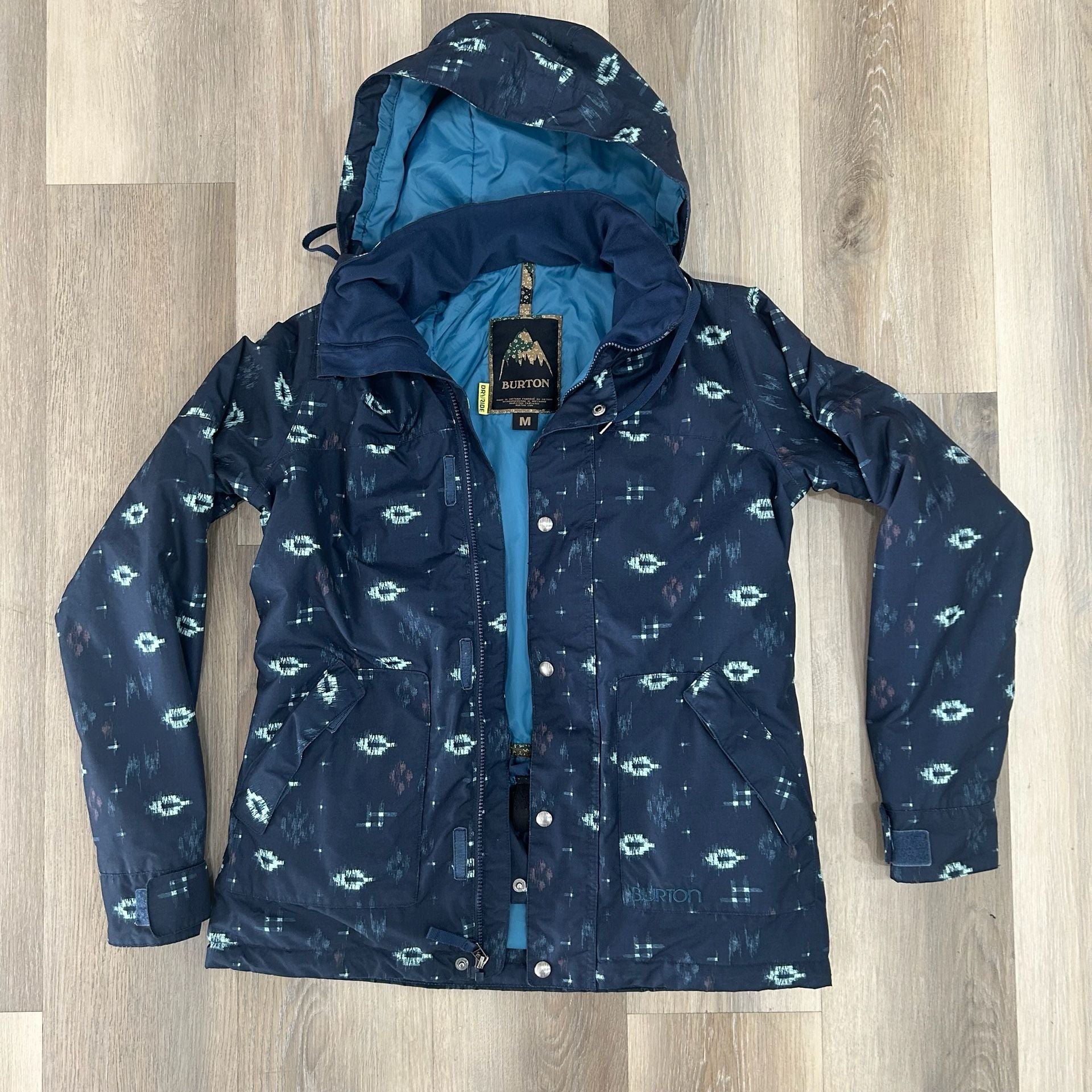 Burton Ginger Dryride Insulated Snowboard Jacket Size M Blue Ikat 2