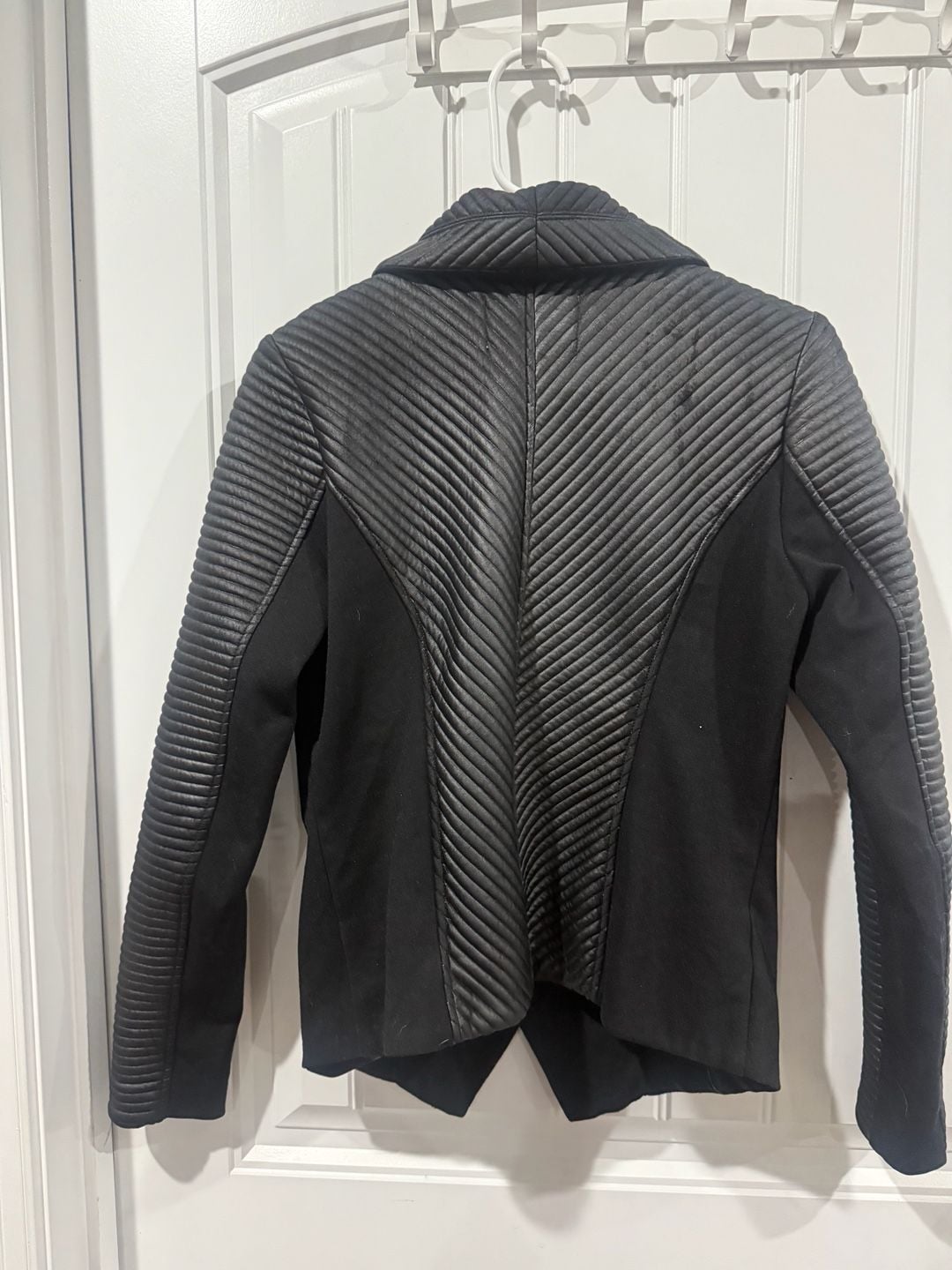 Katherine Barclay Quilted Jacket Size S Black Moto Asymmetrical Drape Grunge 4