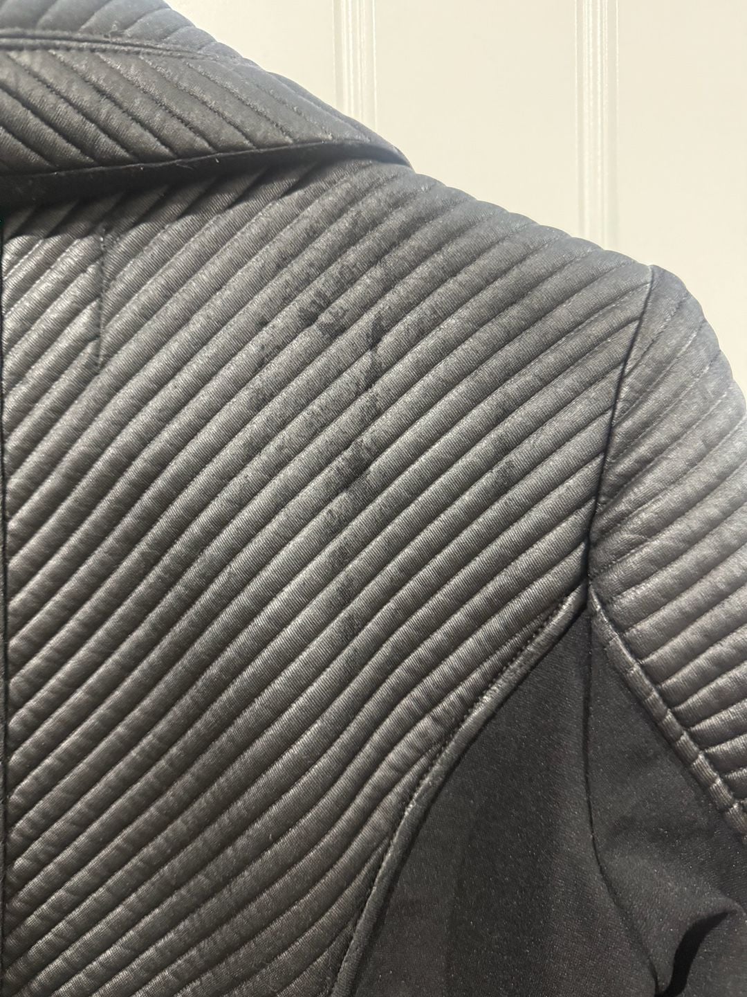 Katherine Barclay Quilted Jacket Size S Black Moto Asymmetrical Drape Grunge 9