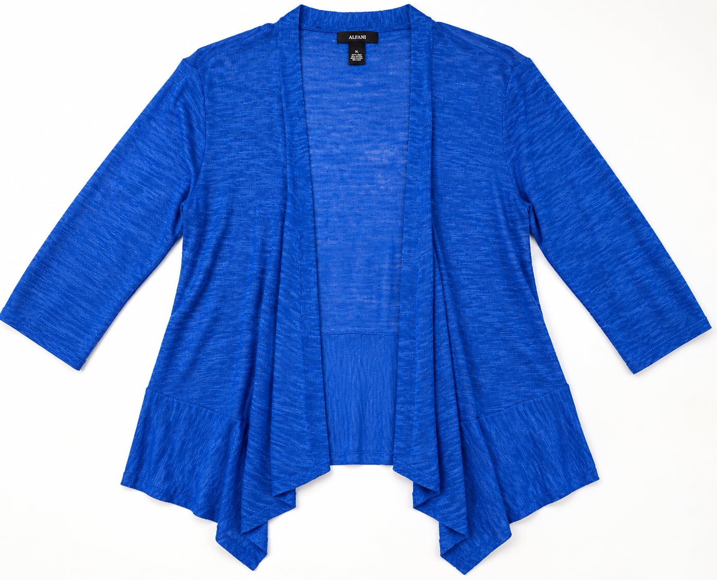 NWT Alfani Women’s XL Blue Linen Blend Open Front Waterfall Cardigan Lightweight 3