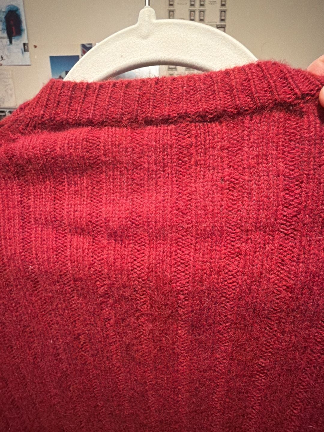 Gap Lambswool Sweater Size L Red Ribbed Crew Neck 4
