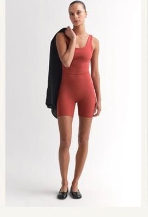 Mate The Label Organic Stretch Unitard in Chili Size M 2