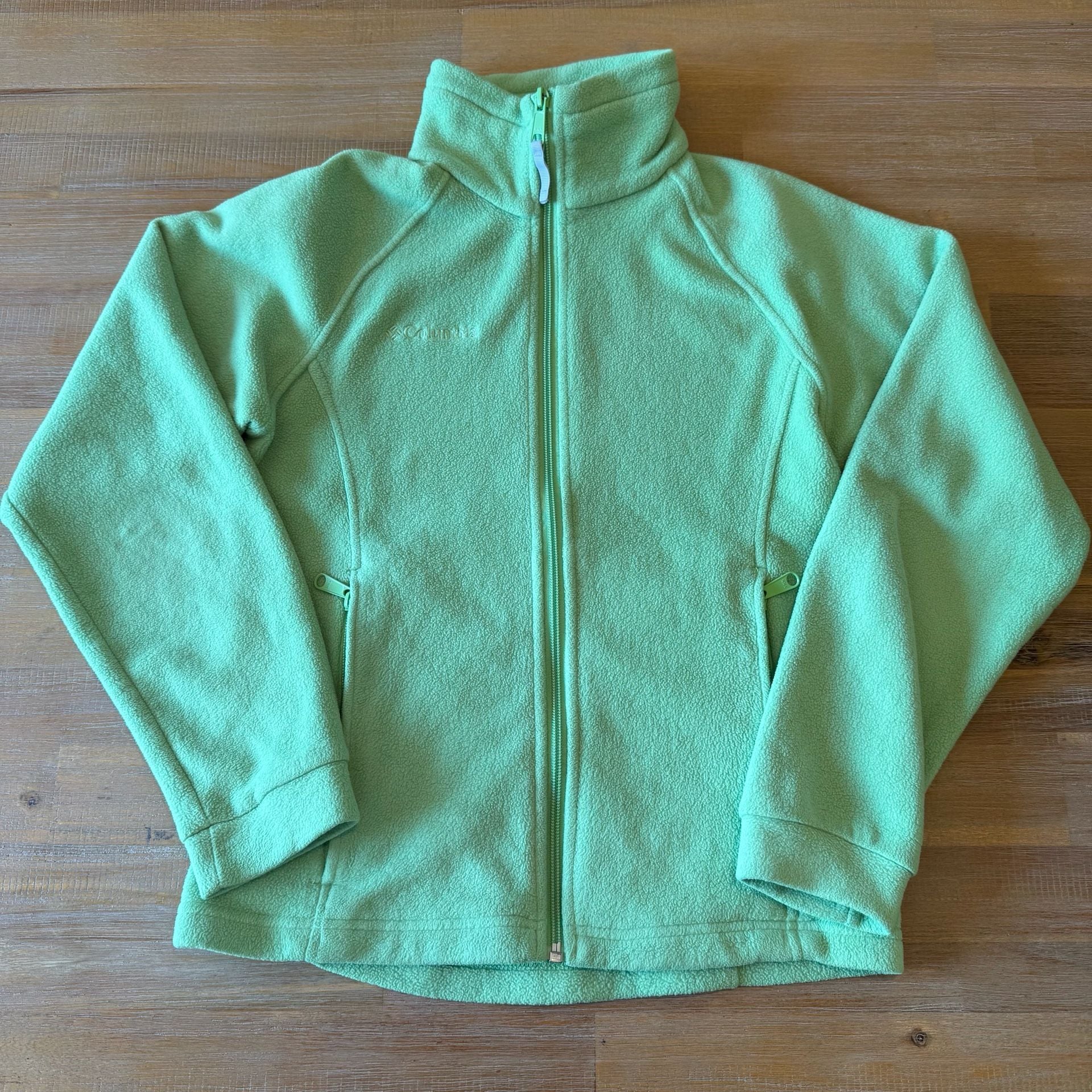 Columbia Fleece Jacket Womens M Lime Green Benton Springs Full Zip Up Sweater 2