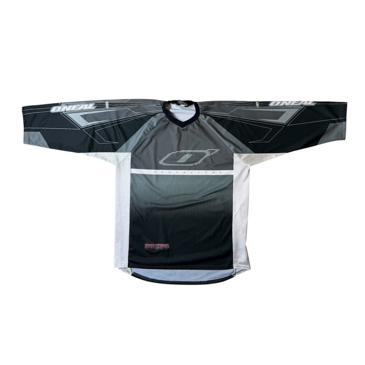 O'Neal Apocalypse Racing Jersey Gray Black V-Neck size L 4