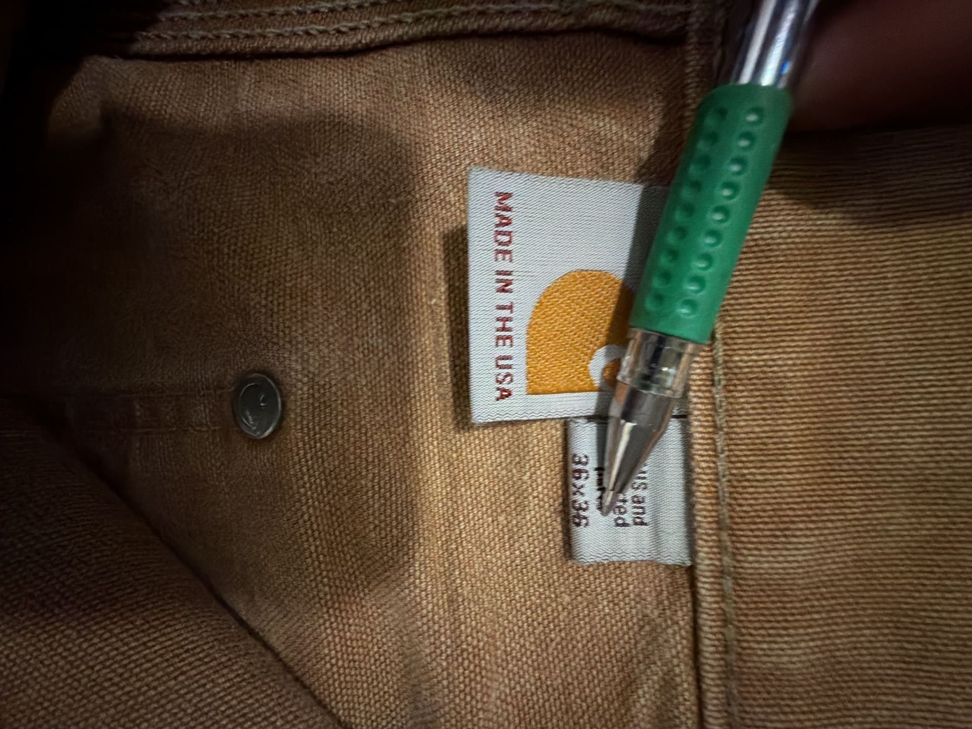 Carhartt B01 BRN Double-Knee Work Pants Size 36x36 Brown USA Made 5