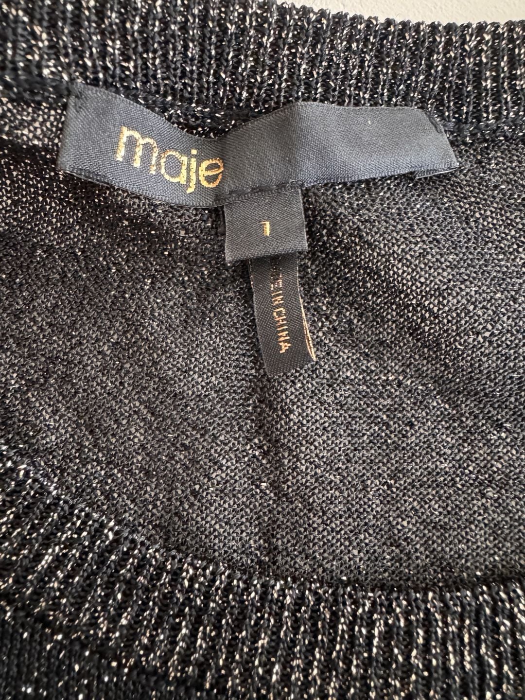 Maje Moulin Black Metallic Knit Sweater Size 1 4