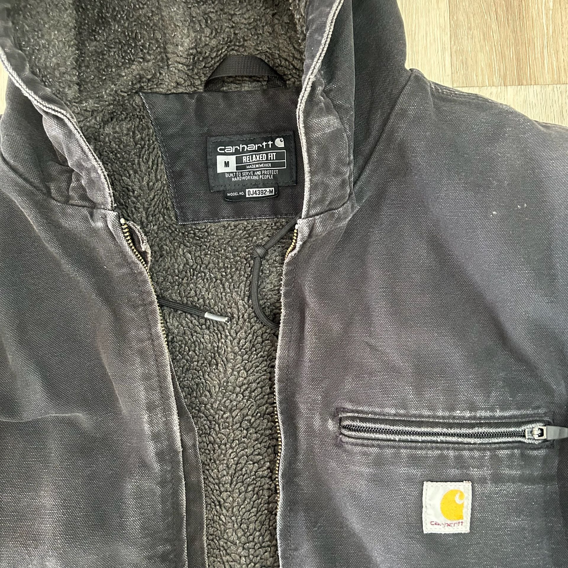Carhartt WJ141 Hooded Sherpa Lined Jacket Size M Black Duck 4