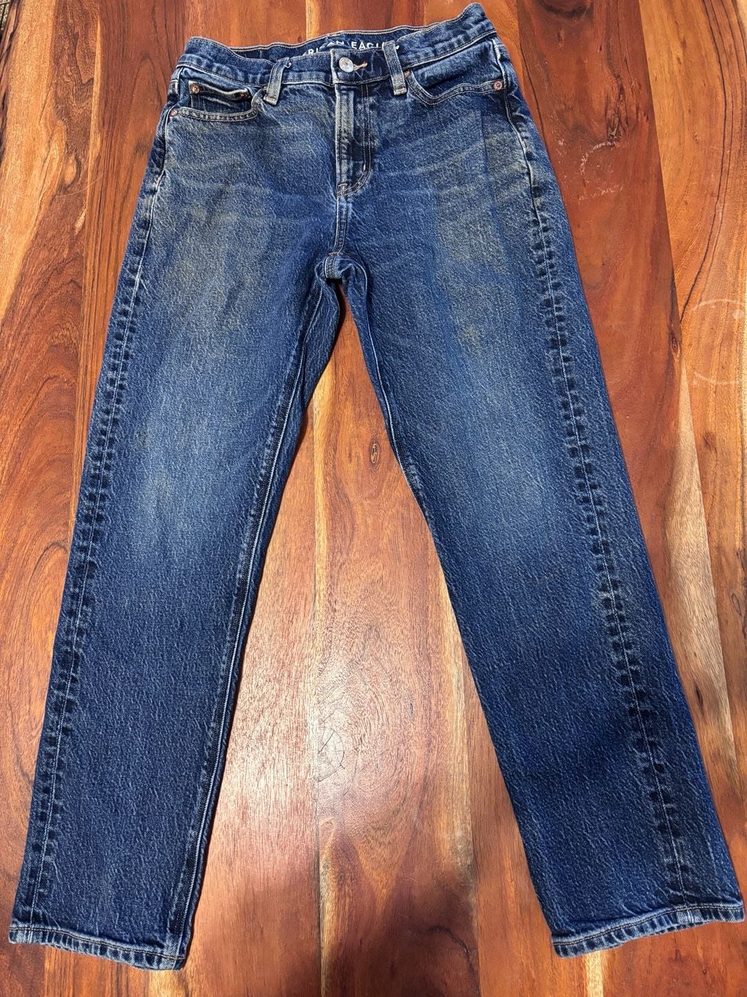 American Eagle Super High-Rise Ankle Straight Jeans Blue Denim 2