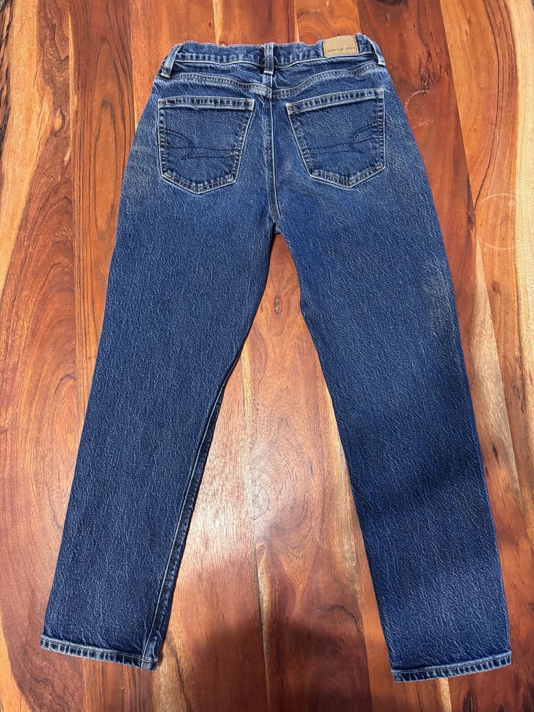 American Eagle Super High-Rise Ankle Straight Jeans Blue Denim 3