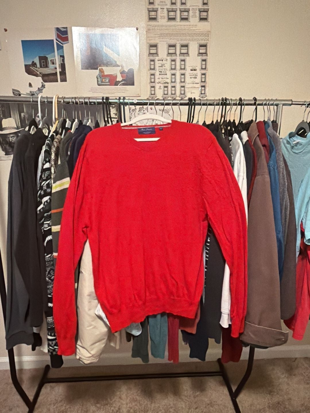 Alan Flusser Cashmere V-Neck Sweater Size XL Red 2
