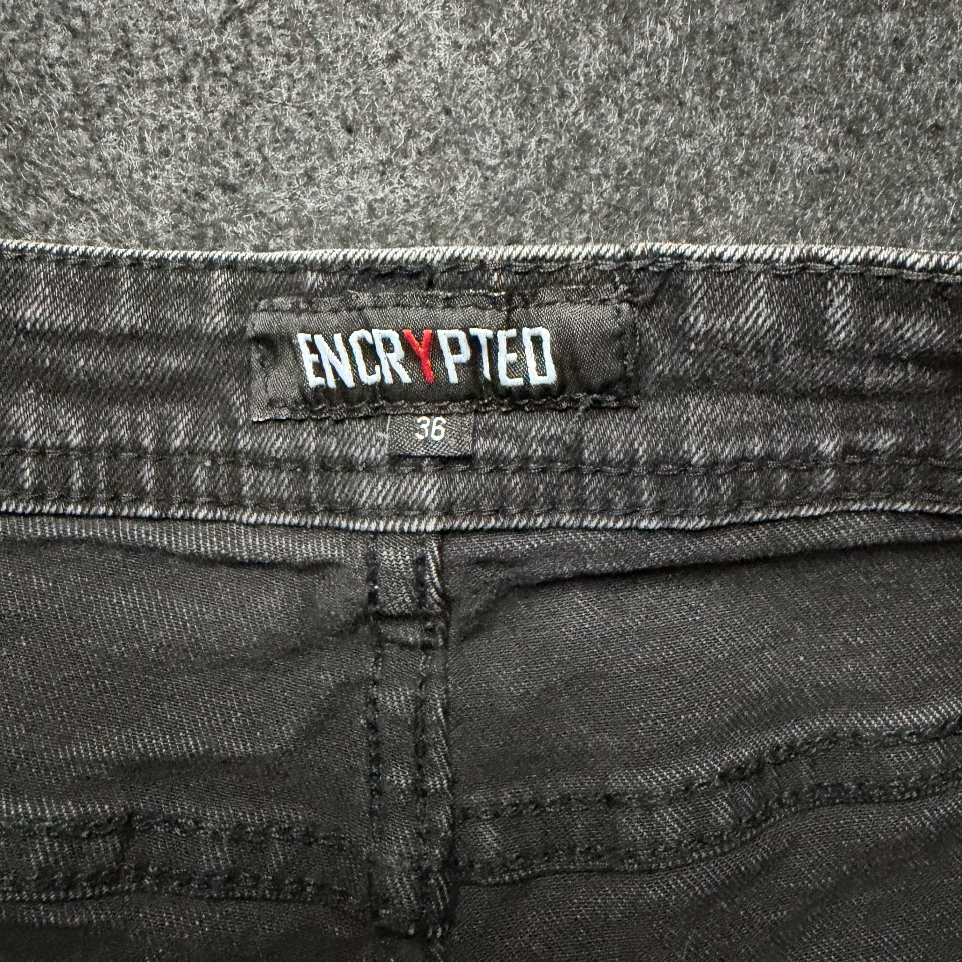 Encrypted Distressed Slim Fit Jeans Grey Black 5