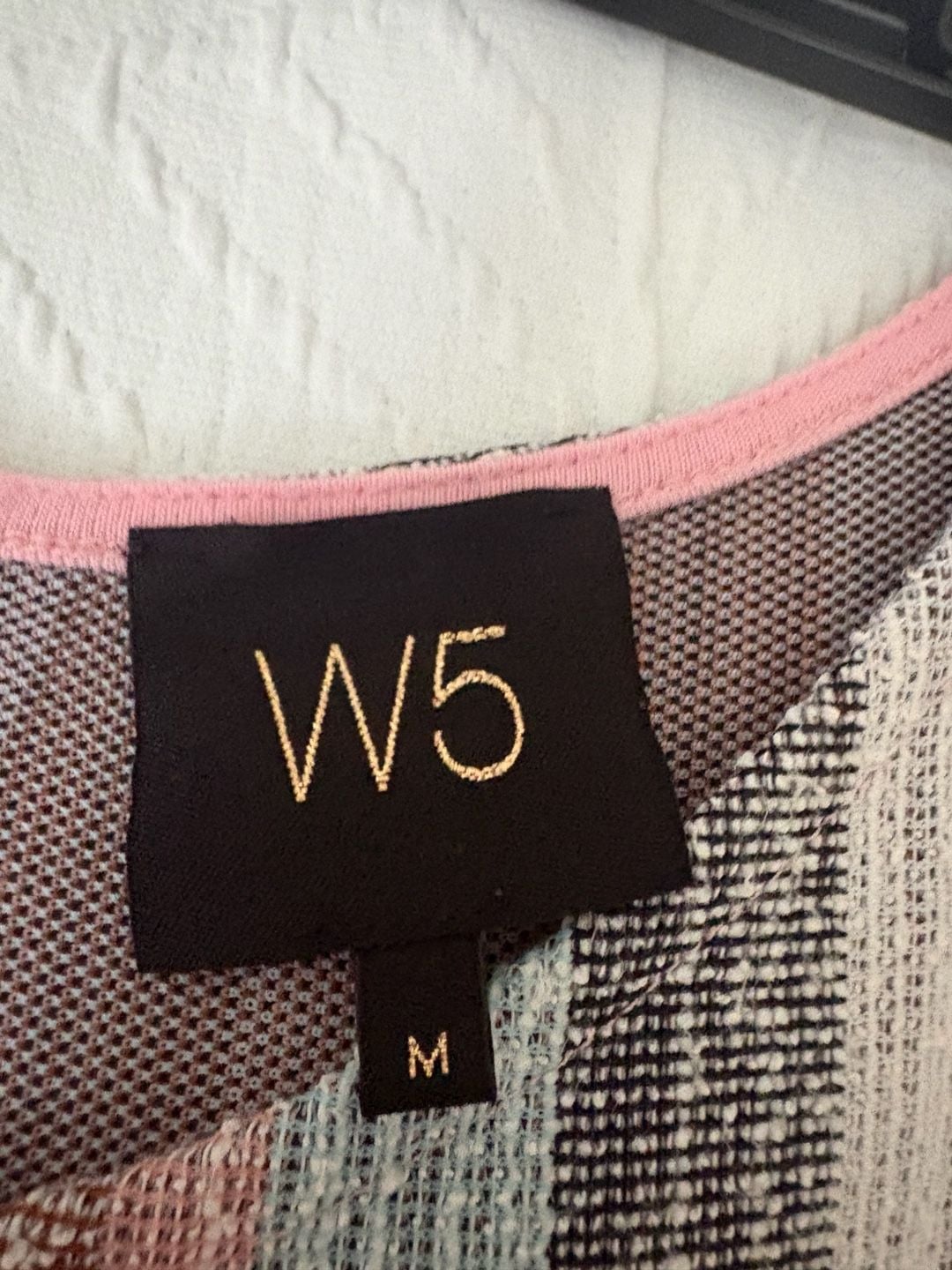 W5 Striped Top Size M Multicolor Textured Short Sleeve 4