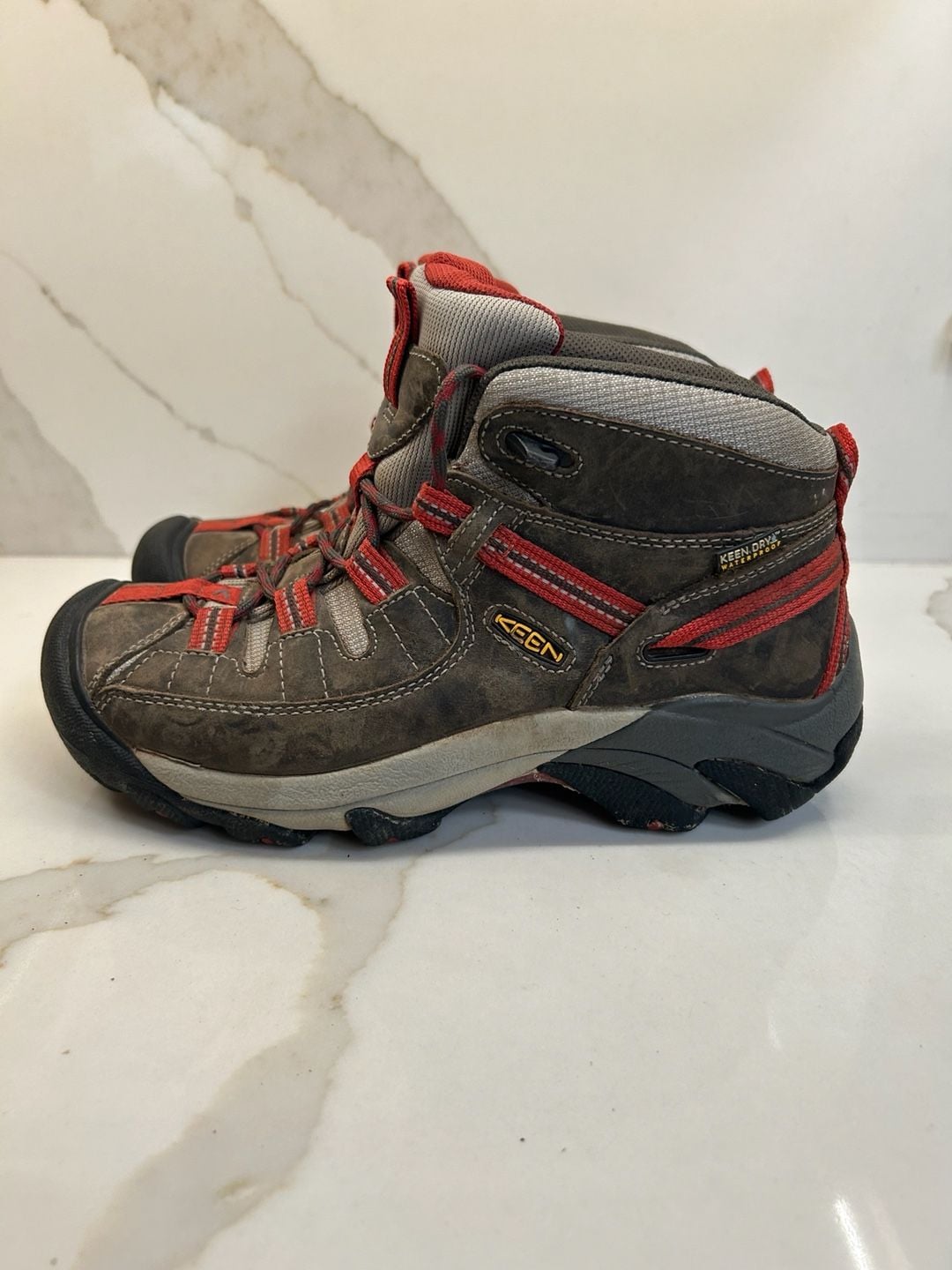 KEEN Targhee II Mid Hiking Boots Brown Red Waterproof Shoes (Size: 8.5) 2