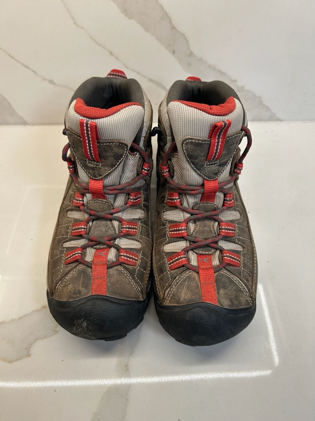 KEEN Targhee II Mid Hiking Boots Brown Red Waterproof Shoes (Size: 8.5) 3