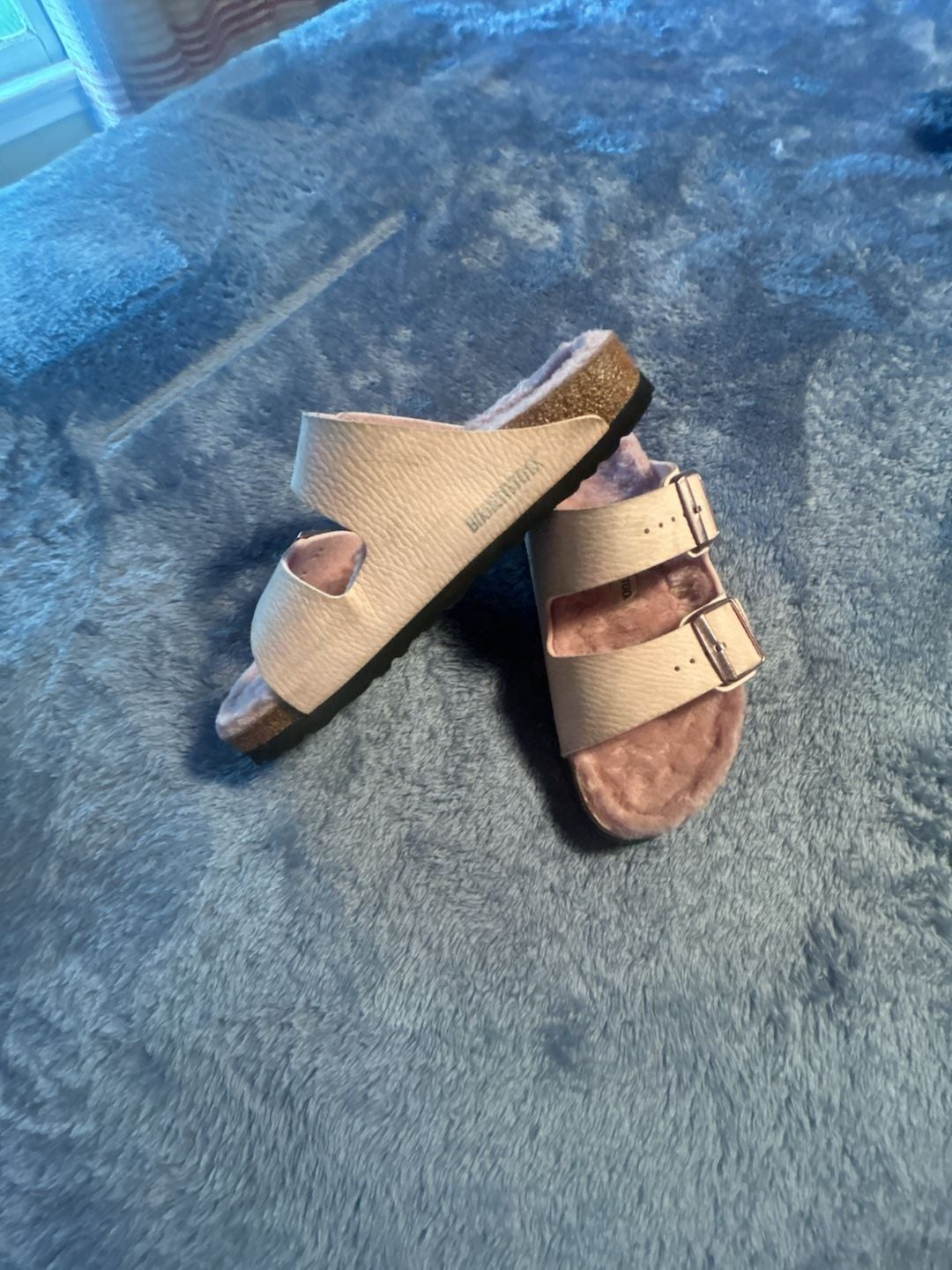 Birkenstock Arizona Shearling Size 38 Pink Sandals 3