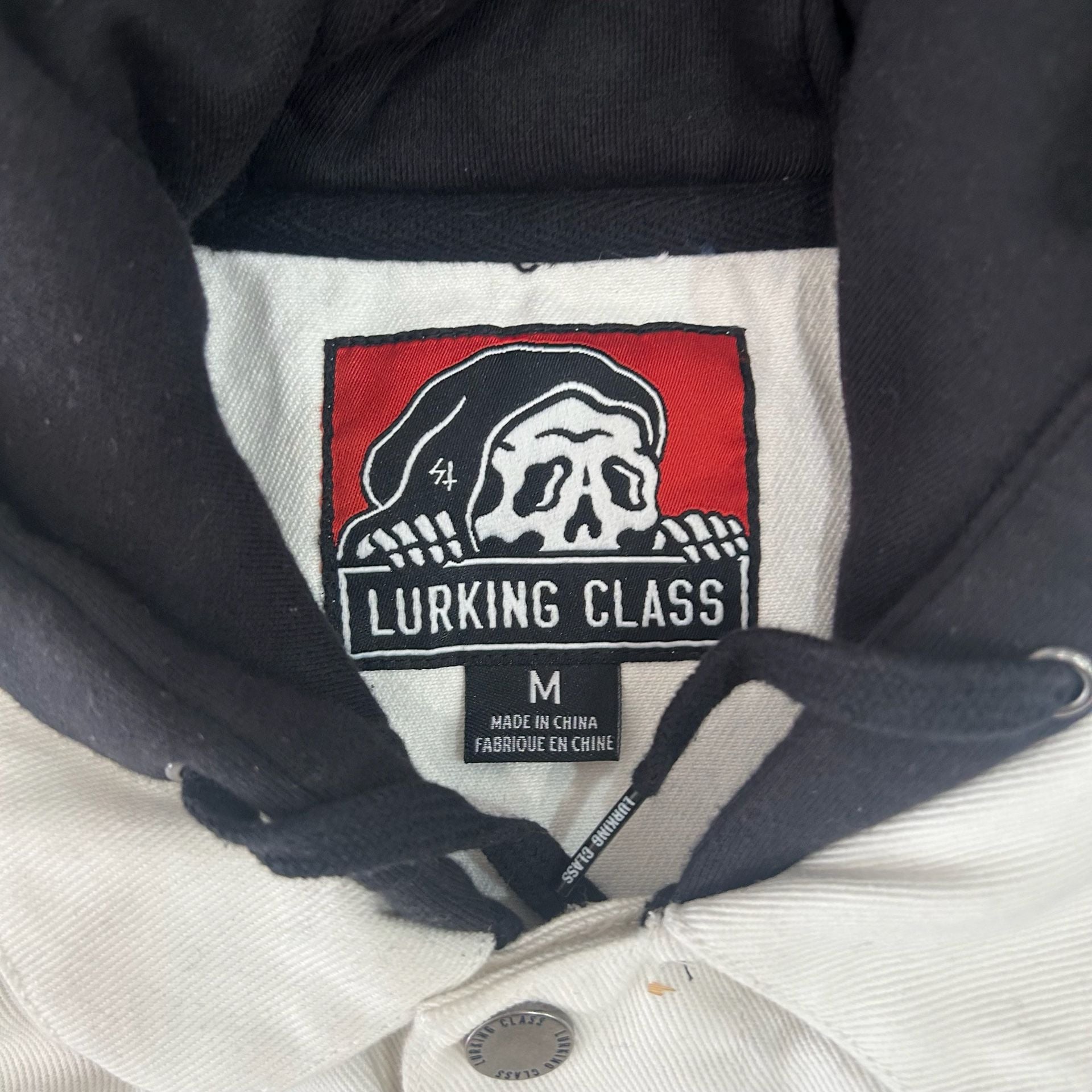 Lurking Class By Sketchy Tank Denim Jacket Size M Black White Hoodie 4