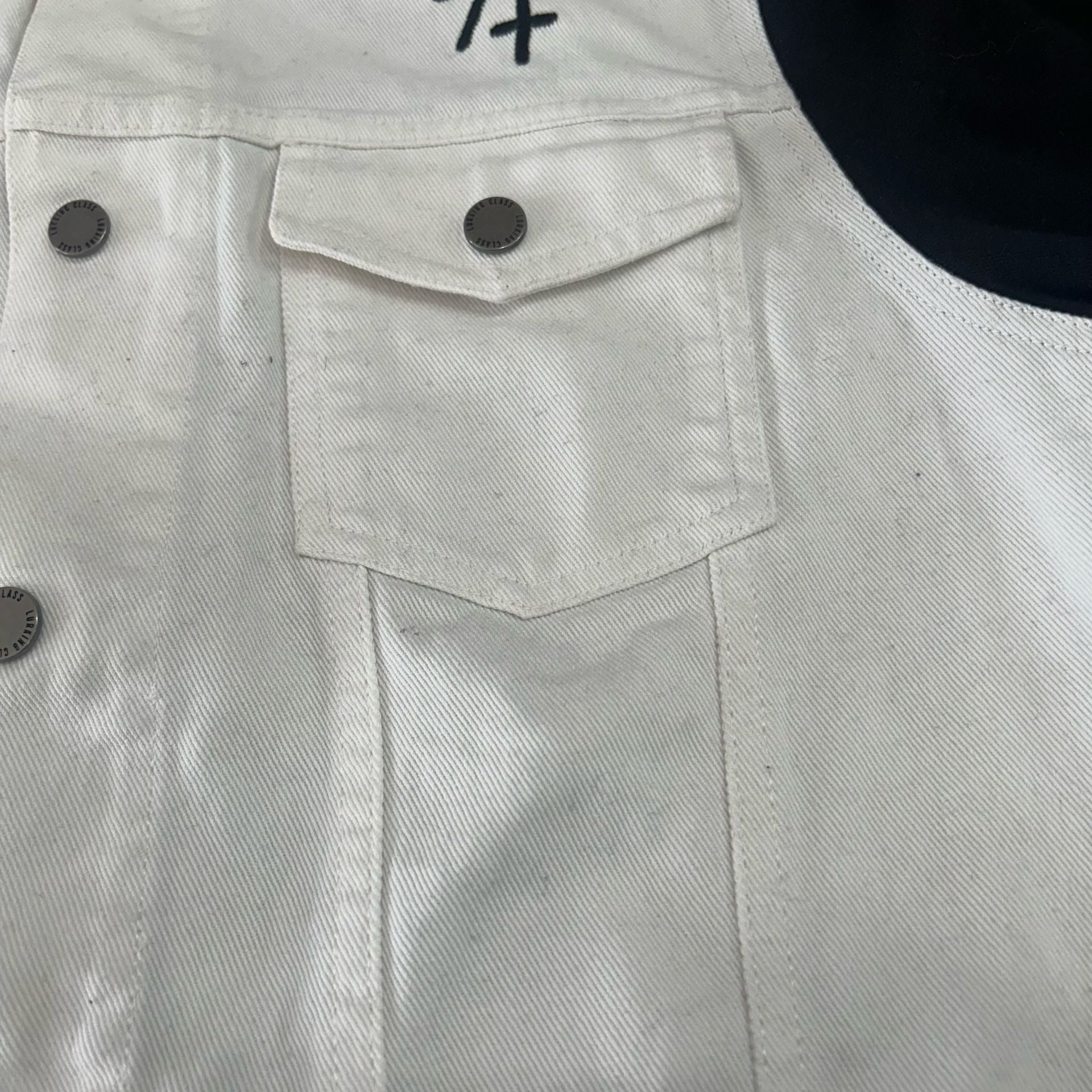 Lurking Class By Sketchy Tank Denim Jacket Size M Black White Hoodie 5
