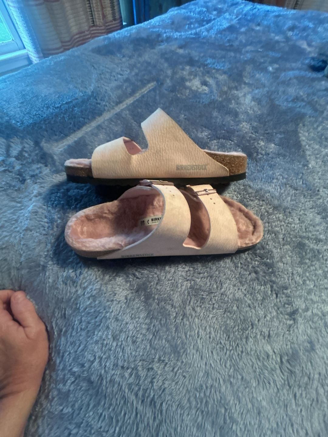 Birkenstock Arizona Shearling Size 38 Pink Sandals 5