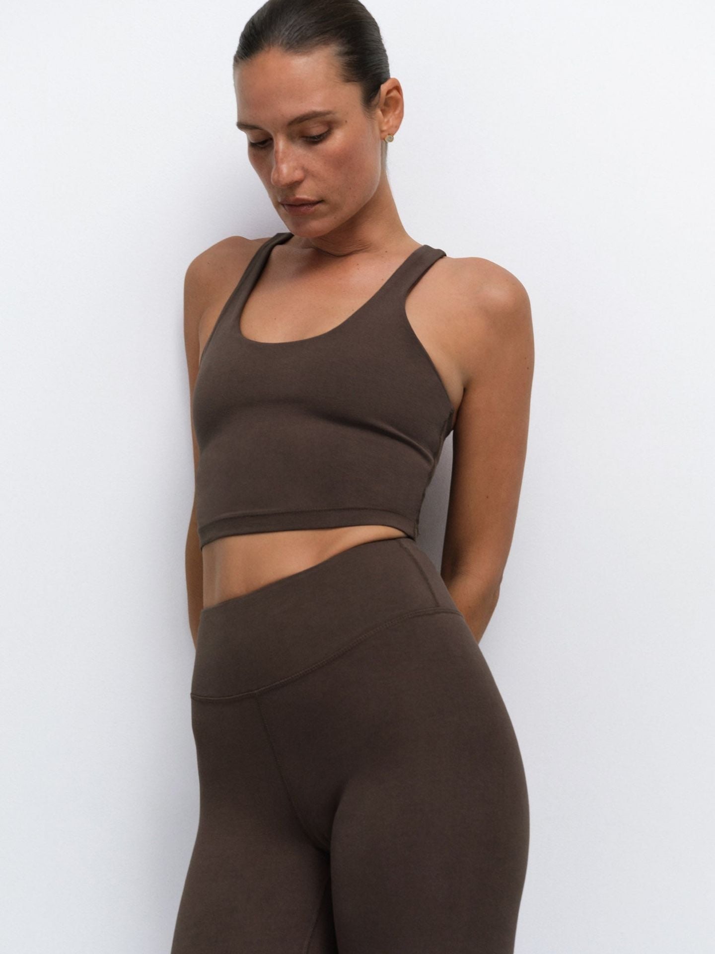 Mate The Label Organic Stretch Racer Tank Size M Mocha Crop Top NWT 5