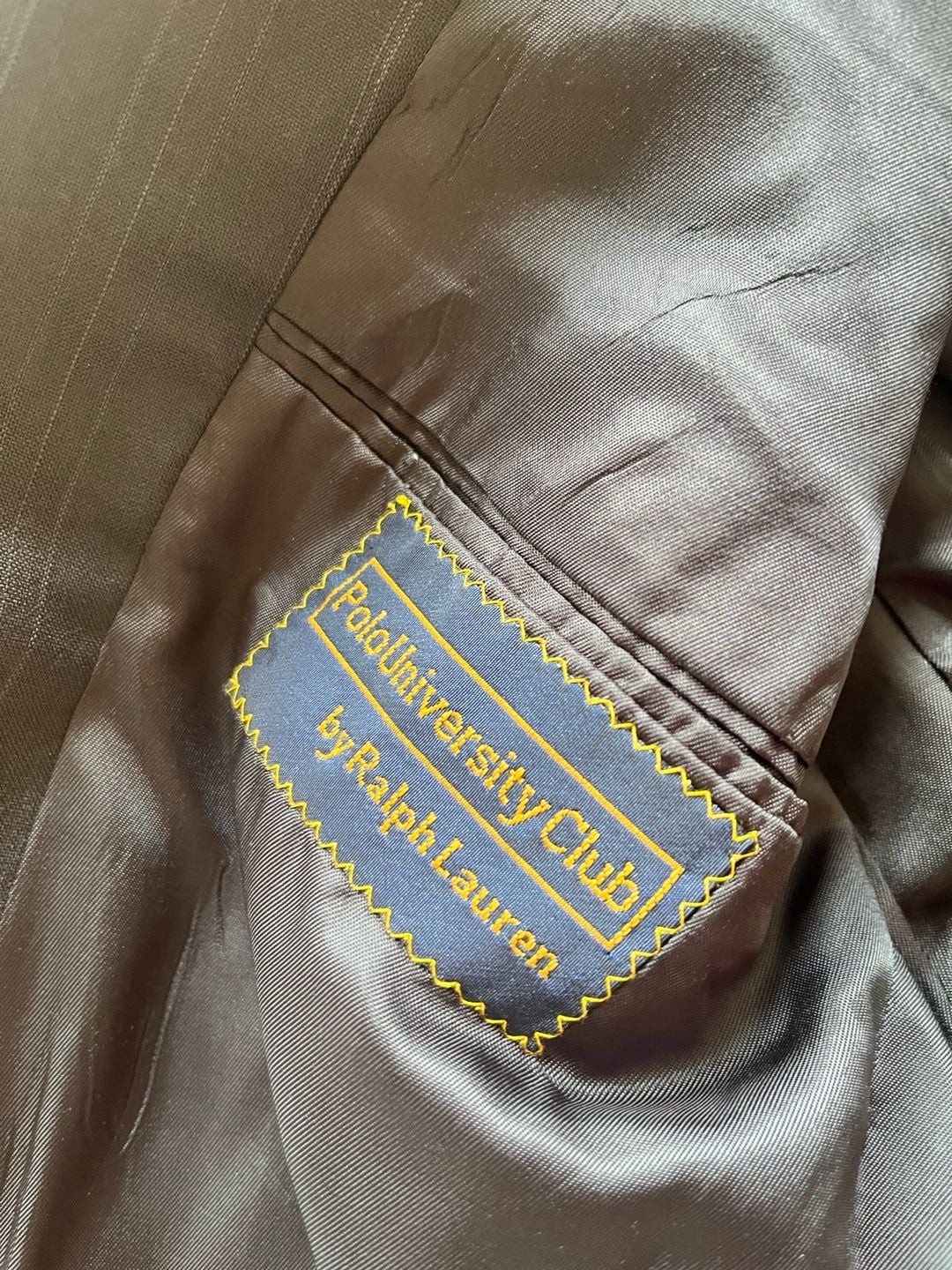Polo University Club Pinstripe Suit Jacket Navy Blue USA Union Label 42L 43L 8
