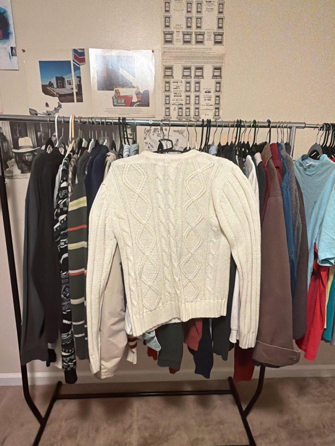 Sears Sportswear Cable Knit Sweater Size M White Crewneck 2