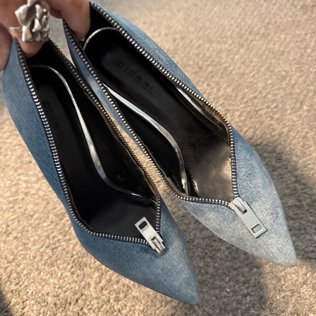Diesel Denim Zipper Heels 8 4