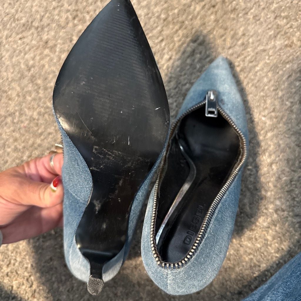 Diesel Denim Zipper Heels 8 6