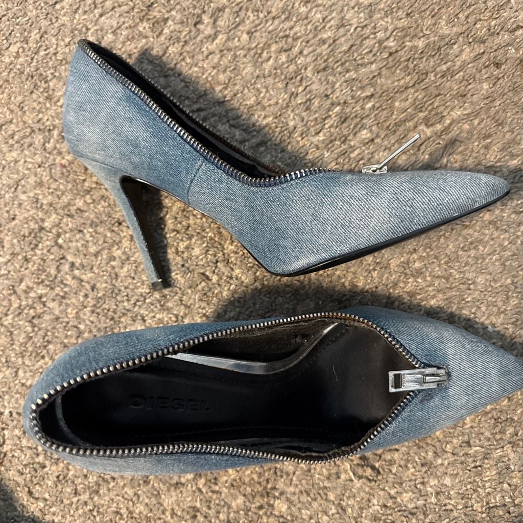 Diesel Denim Zipper Heels 8 7